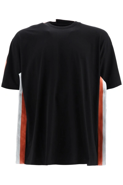 Shop Y/project T-shirt With Two-tone Bands In Black Orange Stripe (black)