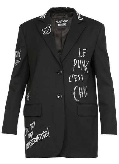 Shop Boutique Moschino Monobreasted Blazer In Black