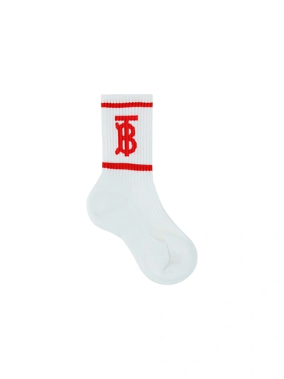 Shop Burberry Socks In White/red