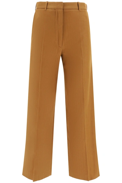 Shop Kenzo Cropped Trousers In Camel Fonce (brown)
