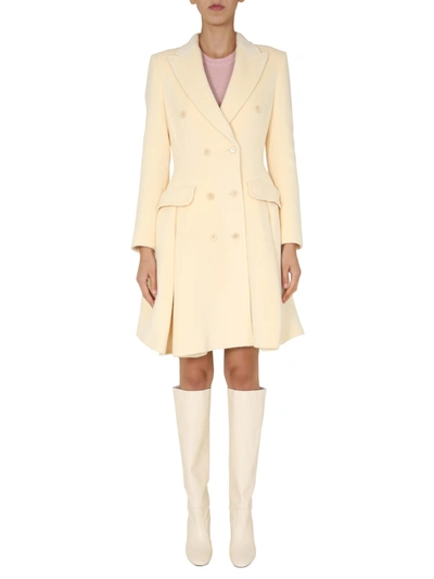 Shop Moschino Double-breasted Coat In Beige