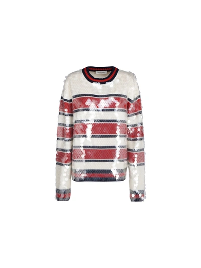 Shop Lanvin Sweater In Red/ecru
