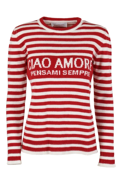 Giada Benincasa Ciao Amore Wool Sweater In Red In Bianco Rosso