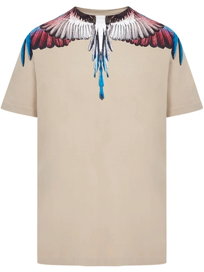 Shop Marcelo Burlon County Of Milan Wings T-shirt In Beige