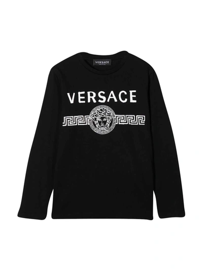 Shop Young Versace Black T-shirt In Nero