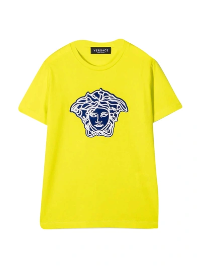 Shop Young Versace Yellow T-shirt In Marrone