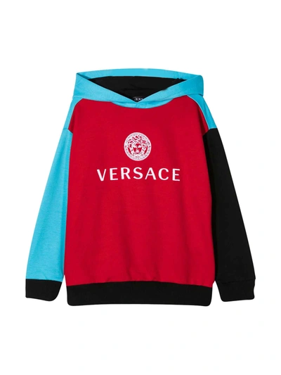 Shop Young Versace Color-block Design Sweatshirt Young Versa In Azzurro/rosso