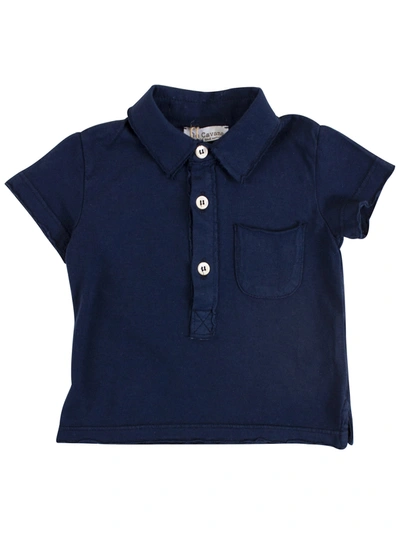 Shop De Cavana Newborn Polo Shirt With Pocket In Blue