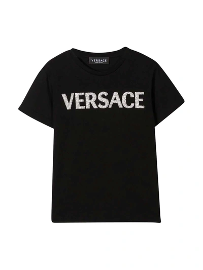 Shop Young Versace Black T-shirt In Nero