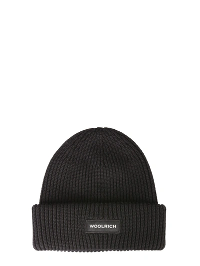 Shop Woolrich Knitted Hat In Black