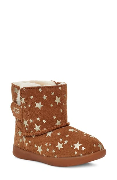 Shop Ugg Infant Girl's  Kids' Keelan Stars Genuine Shearling Boot In Chestnut