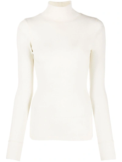 Shop Ami Alexandre Mattiussi Long Sleeved Ribbed Jumper In White