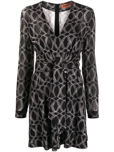 Shop Missoni Geometric Knit Mini Dress In Black