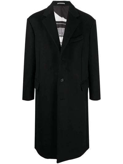 Shop Versace Logo Detail Single-breasted Coat In Black
