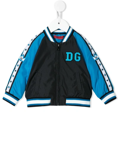 Shop Dolce & Gabbana Logo Patch Bomber Jacket In Schwarz