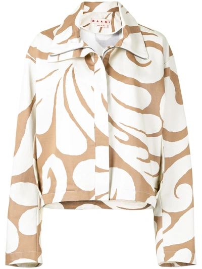 Shop Marni Swirly Print Jacket In Neutrals
