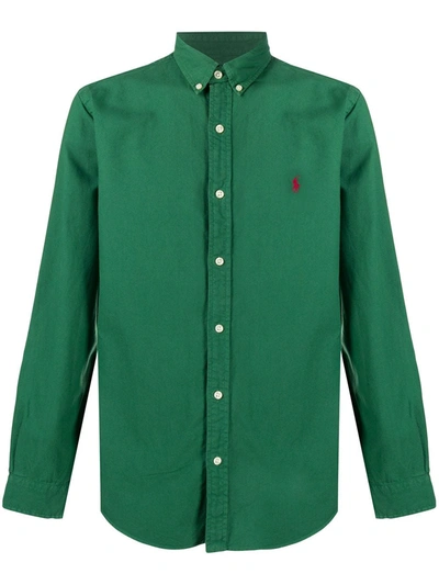 Shop Polo Ralph Lauren Button-down Logo Shirt In Green