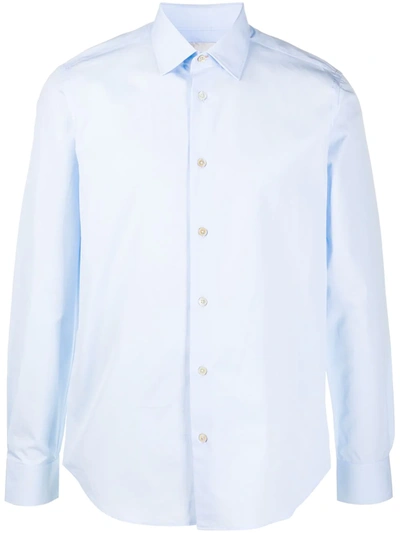 Shop Paul Smith Spread Collar Cotton Shirt In Blue
