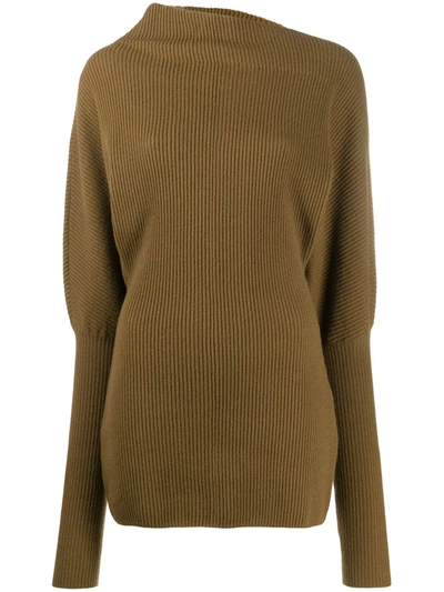 Shop Low Classic High Neck Ribbed Jumper In Green
