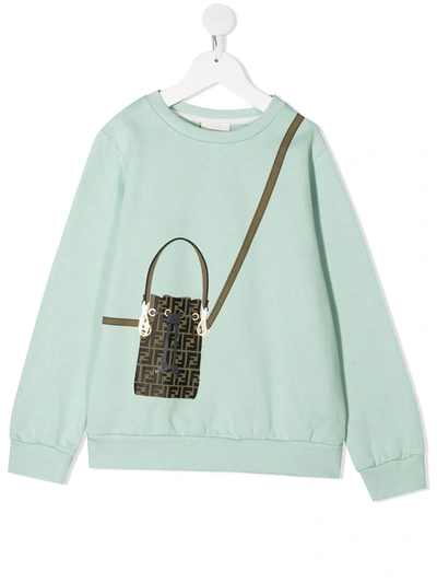 Shop Fendi Bag-print Long-sleeve Sweatshirt In Blue
