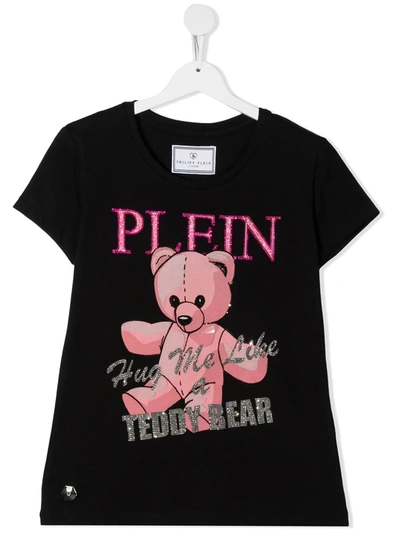 Shop Philipp Plein Junior Teen Teddy Bear-print Cotton T-shirt In Black