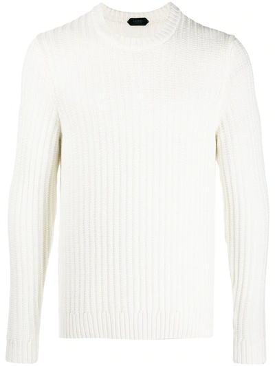 Shop Zanone Ribbed Virgin-wool Jumper In Neutrals