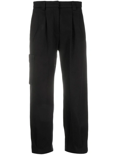 Shop Pt01 Pleated Cotton Cargo Trousers In Black