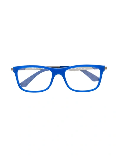 Shop Ray-ban Junior Rb1549 Rectangle-frame Glasses In Blue