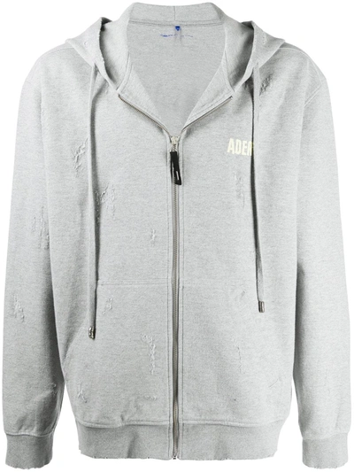 Shop Ader Error Zip-up Drawstring Hoodie In Green