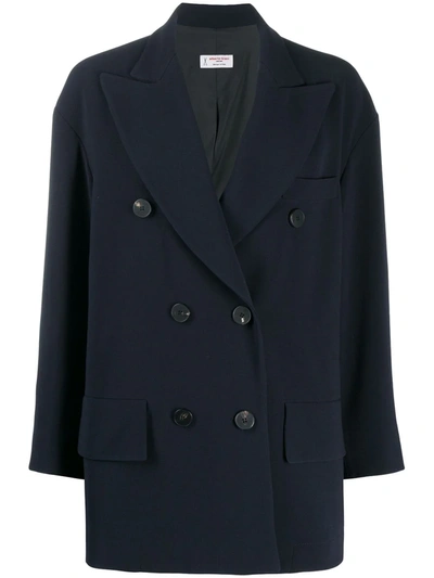 Shop Alberto Biani Double Breasted Coat In Blue
