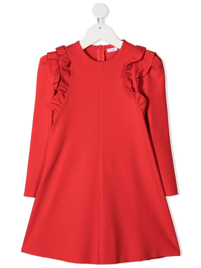 Shop Il Gufo Ruffle Day Dress In Red