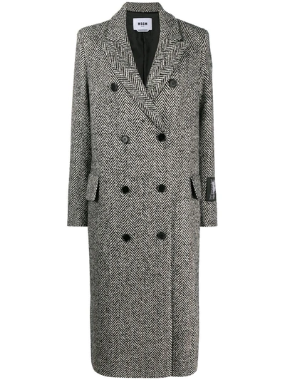 Shop Msgm Double-breasted Mid-length Coat In White