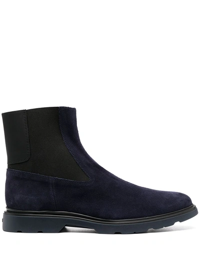 Shop Hogan Slip-on Suede Boots In Blue