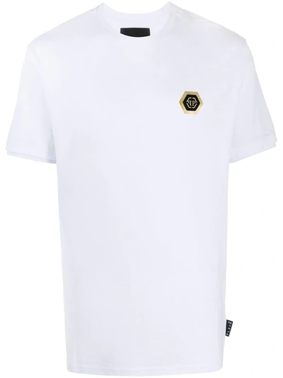 Shop Philipp Plein Logo Patch Round Neck T-shirt In White