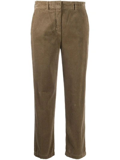 Shop Aspesi Cropped Corduory Trousers In Neutrals