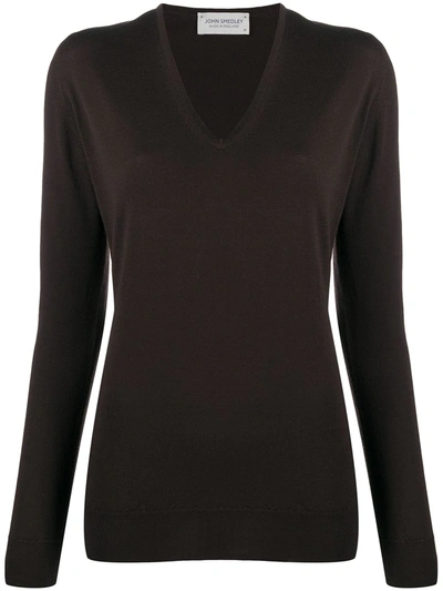 Shop John Smedley Orchid V-neck Pullover In Brown