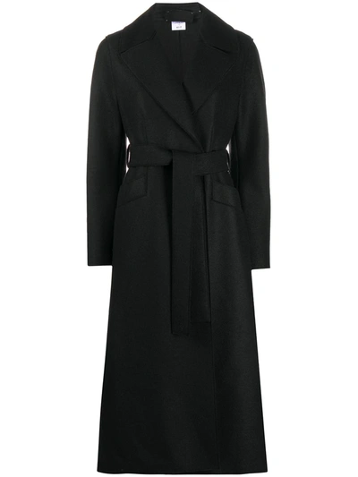 Shop Harris Wharf London Belted Wool Coat In Black