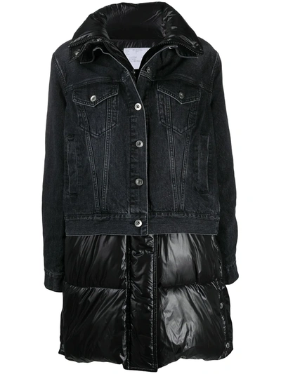 Shop Sacai Padded Denim Jacket In Black