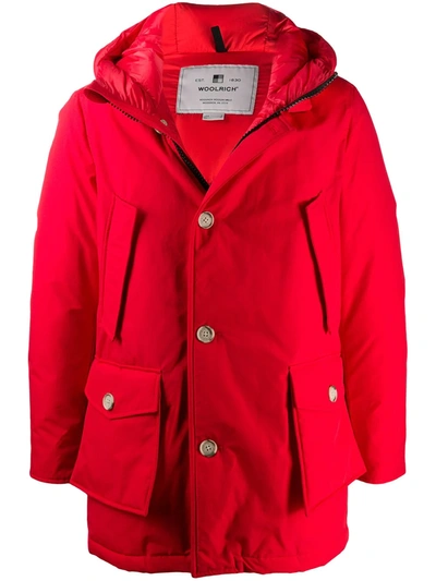 Shop Woolrich Arctic High Neck Parka In Red