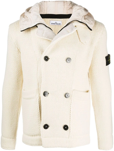 Shop Stone Island Double Breasted Coat In Neutrals