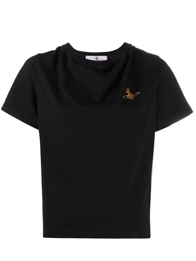 Shop Vivienne Westwood Orb-embroidered T-shirt In Black