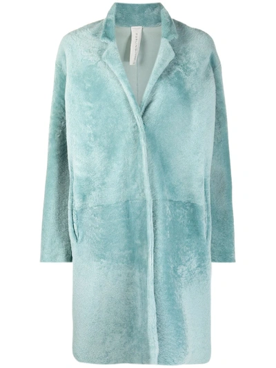 Shop Furling By Giani Single-breasted Shearling Coat In Blue