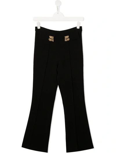 Shop Elisabetta Franchi La Mia Bambina Teen Logo-embellished Trousers In Black