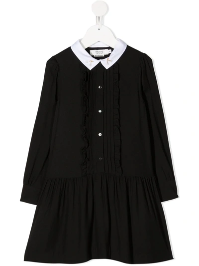 Shop Bonpoint Ruffled Midi Shirt Dress In Black