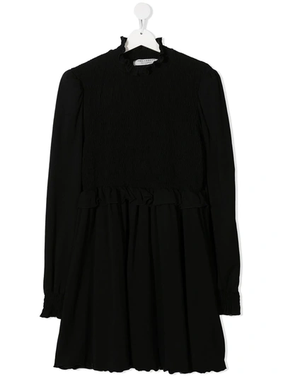Shop Philosophy Di Lorenzo Serafini Teen Ruched Ruffle Trim Midi Dress In Black