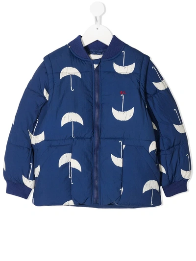 Shop Bobo Choses Umbrella Print Padded Jacket In Blue