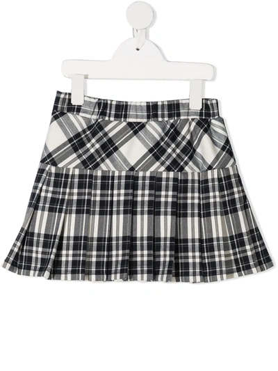 Shop Piccola Ludo Check Pattern Pleat Skirt In Blue