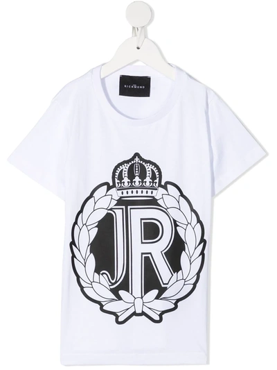 Shop John Richmond Junior Crown Logo T-shirt In White