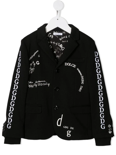 Shop Dolce & Gabbana Doodle Embroidered Blazer In Black