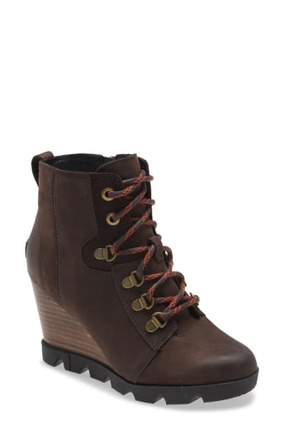 Shop Sorel Joan Uptown Waterproof Wedge Bootie In Blackened Brown